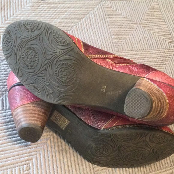 Spring Step L’Artiste Size EU 38 US 7.5/8 red leather ankle boots for women - Picture 10 of 10